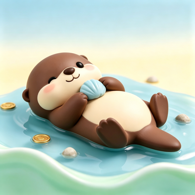 Ollie the otter floating on his savings